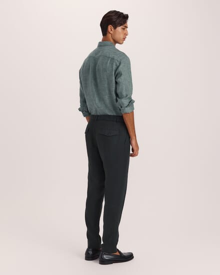 Wade Pleat Front Pant in SEAWEED