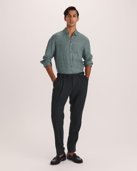 Wade Pleat Front Pant in SEAWEED