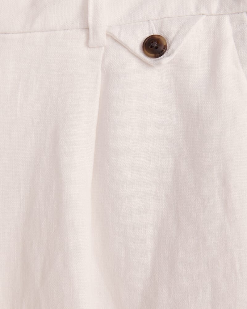 Wade Pleat Front Linen Pant in WHITE