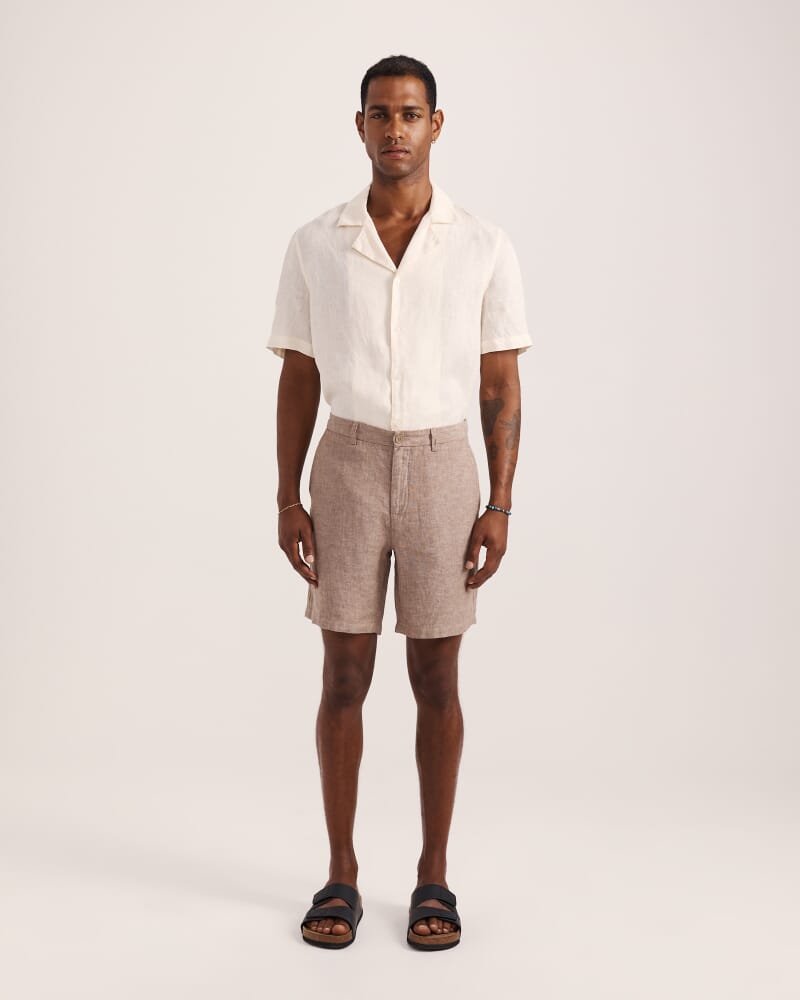 Luca Linen Short in ALMOND