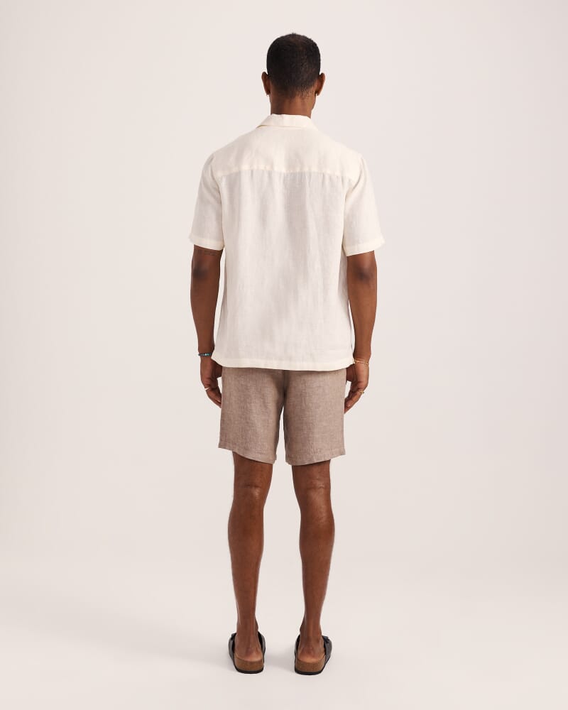 Luca Linen Short in ALMOND