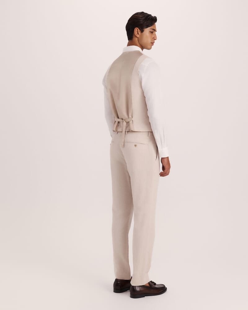 Elias Cotton Linen Waistcoat in OATMEAL