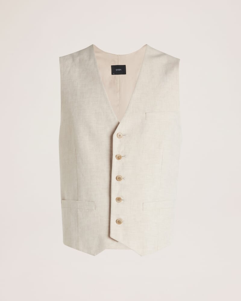 Elias Cotton Linen Waistcoat in OATMEAL