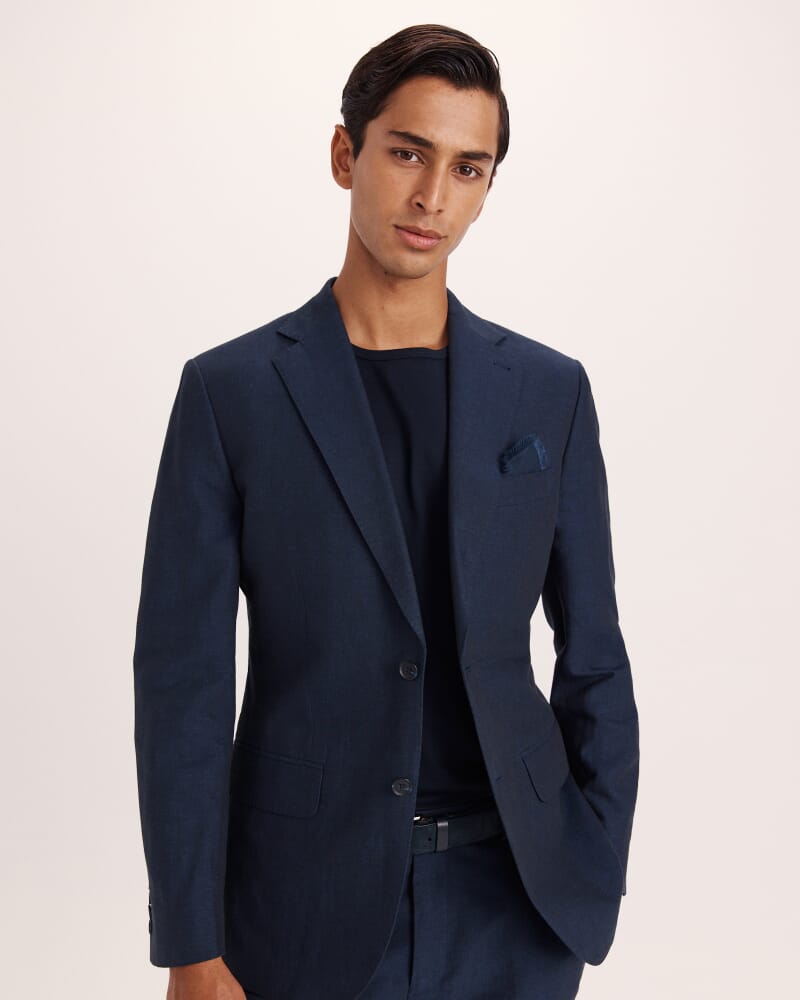 Elias Cotton Linen Suit Jacket in NAVY