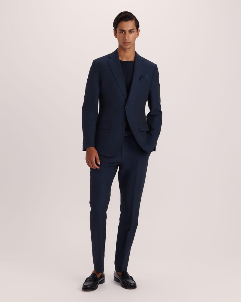 Elias Cotton Linen Suit Jacket in NAVY