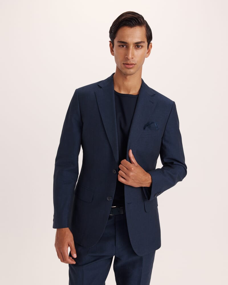 Elias Cotton Linen Suit Jacket in NAVY