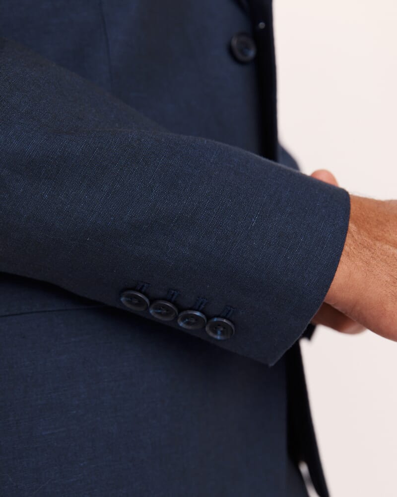 Elias Cotton Linen Suit Jacket in NAVY