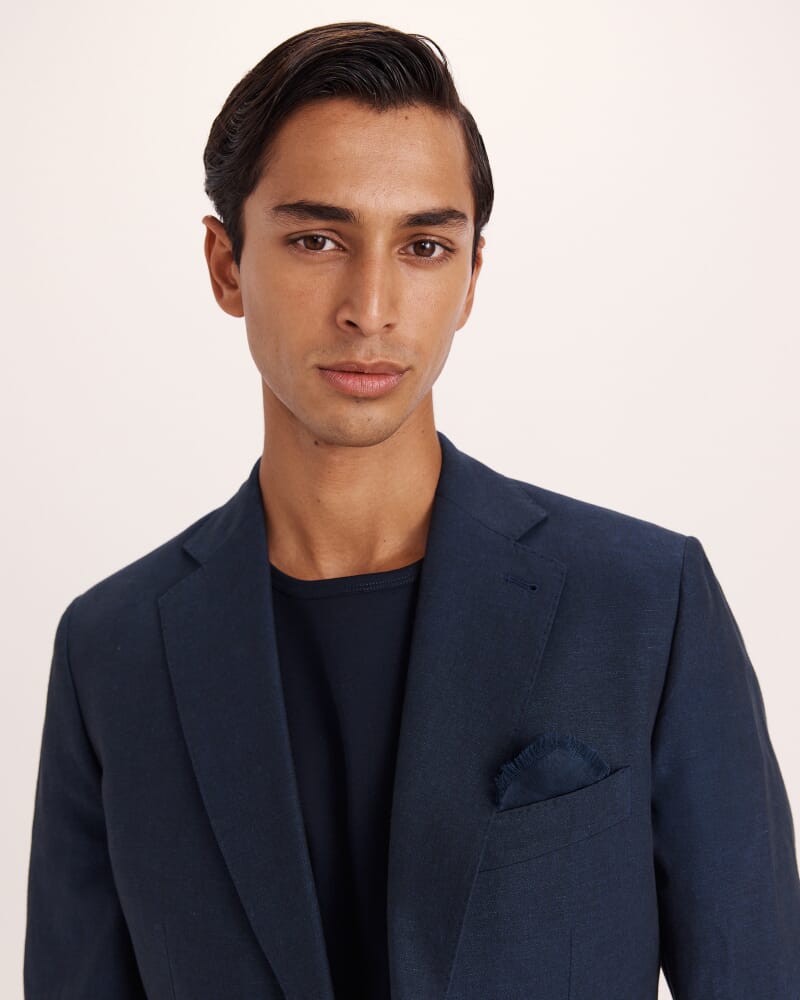 Elias Cotton Linen Suit Jacket in NAVY