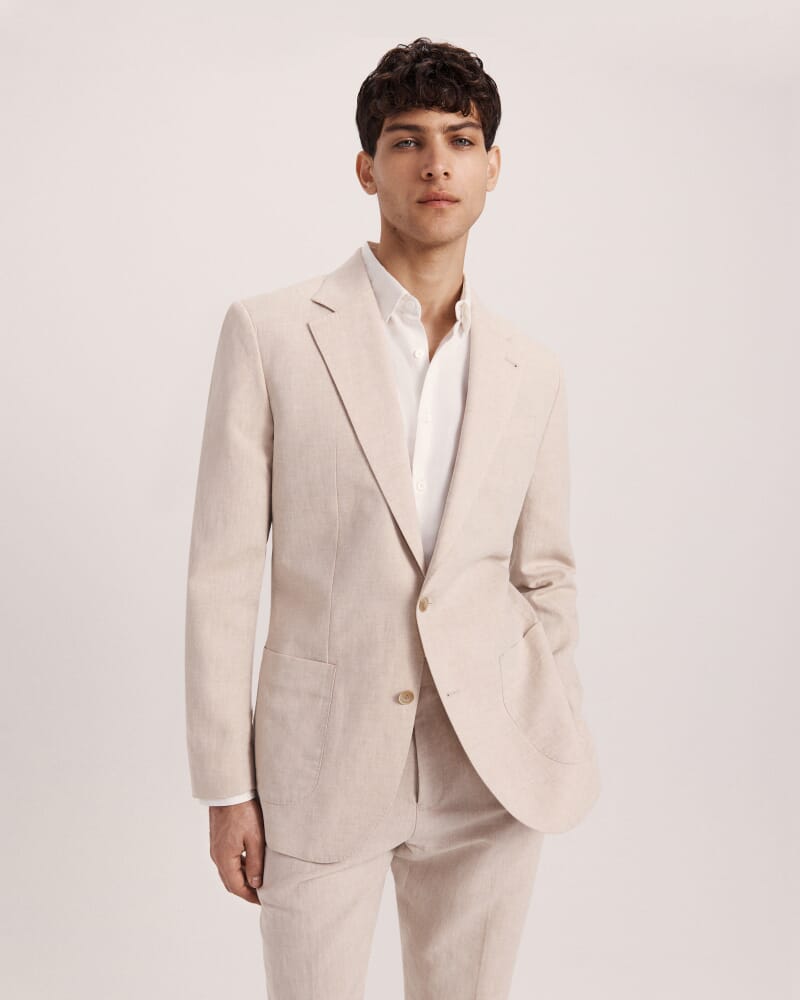 Elias Cotton Linen Suit Jacket in OATMEAL