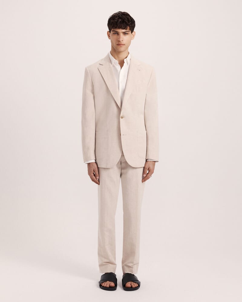 Elias Cotton Linen Suit Jacket in OATMEAL