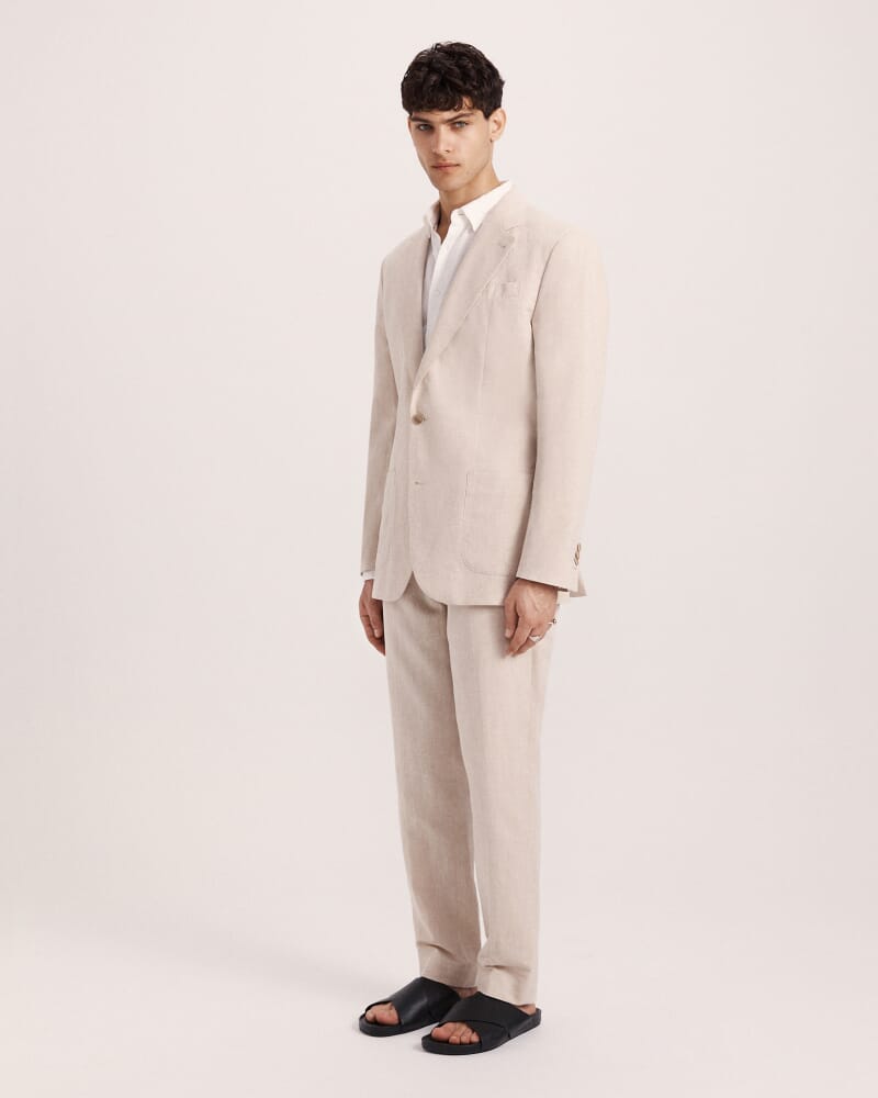 Elias Cotton Linen Suit Jacket in OATMEAL