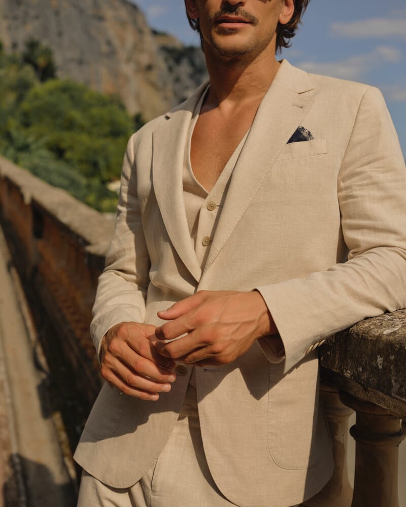 Elias Cotton Linen Suit Jacket in OATMEAL