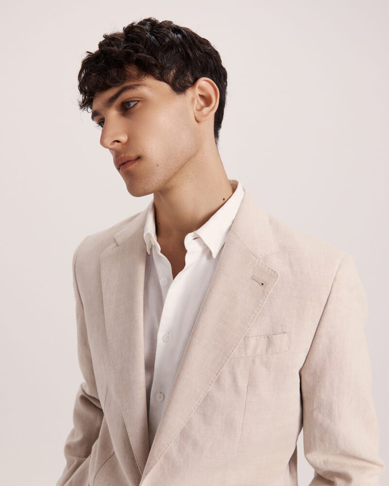 Elias Cotton Linen Suit Jacket in OATMEAL
