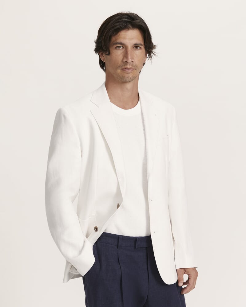 Wade Linen Suit Jacket in WHITE