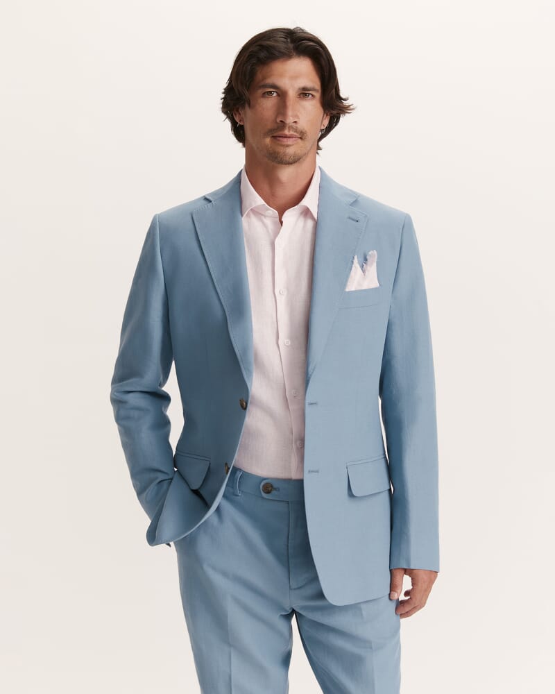 Bartel Cotton Linen Classic Suit Jacket in DUSK BLUE