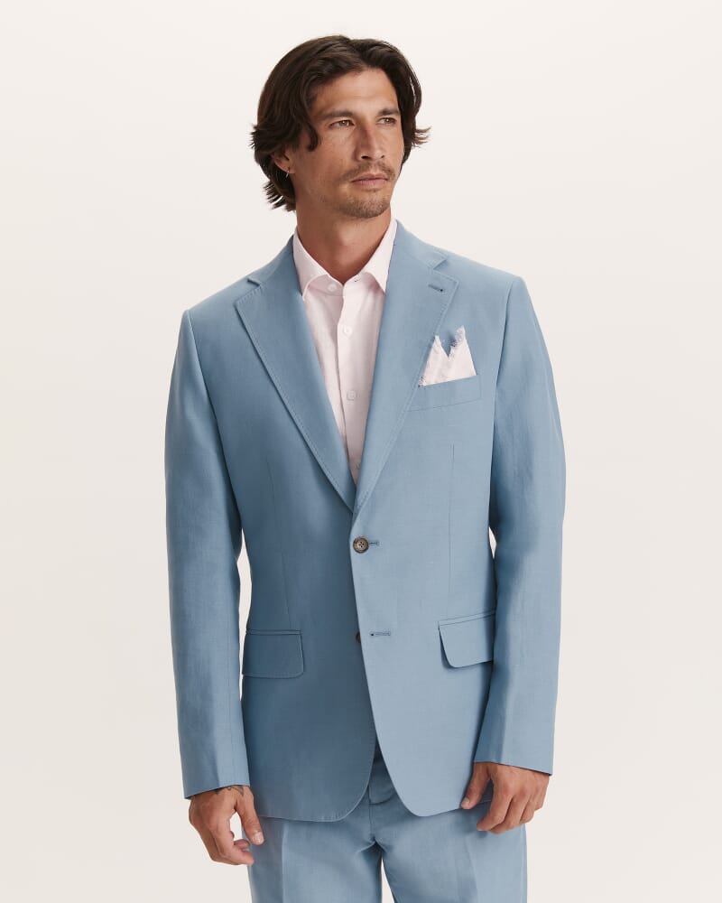 Bartel Cotton Linen Classic Suit Jacket in DUSK BLUE