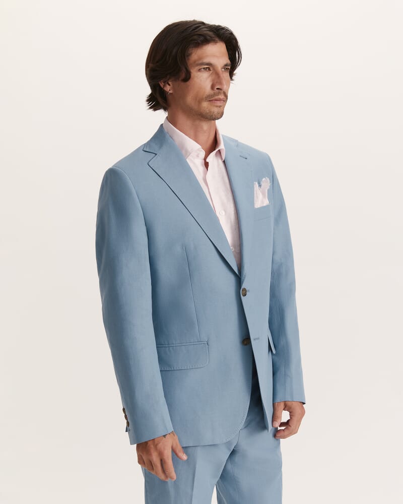 Bartel Cotton Linen Classic Suit Jacket in DUSK BLUE