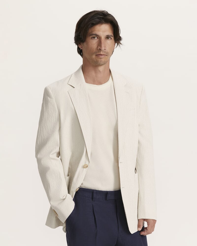Enrico Seersucker Blazer in NEUTRAL