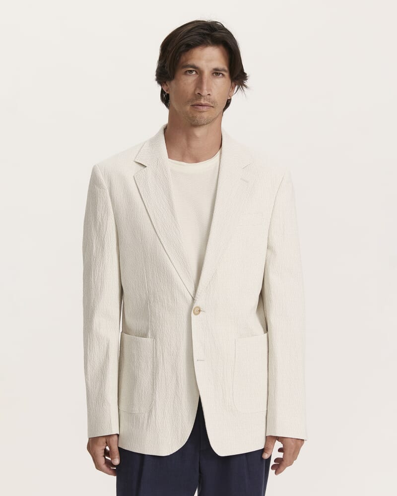 Enrico Seersucker Blazer in NEUTRAL