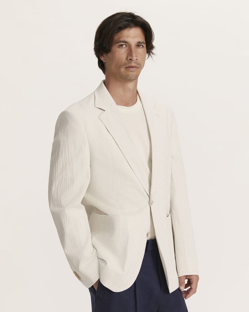 Enrico Seersucker Blazer in NEUTRAL