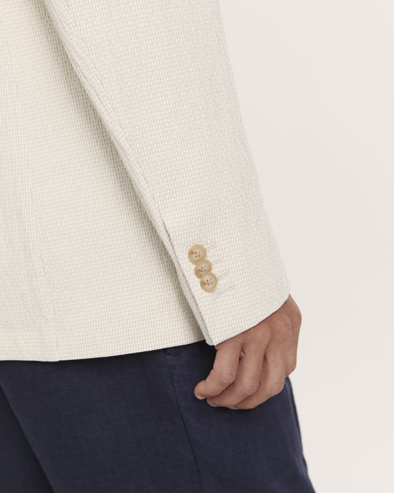 Enrico Seersucker Blazer in NEUTRAL