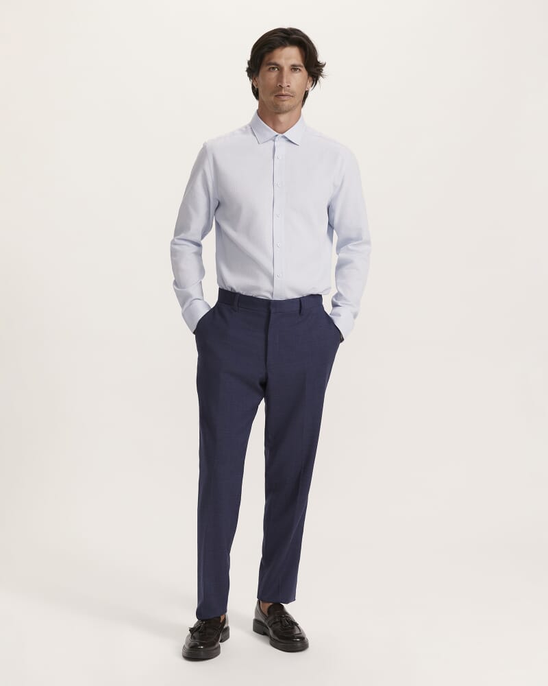 Everett Modern Textured Cotton Shirt in BLUE