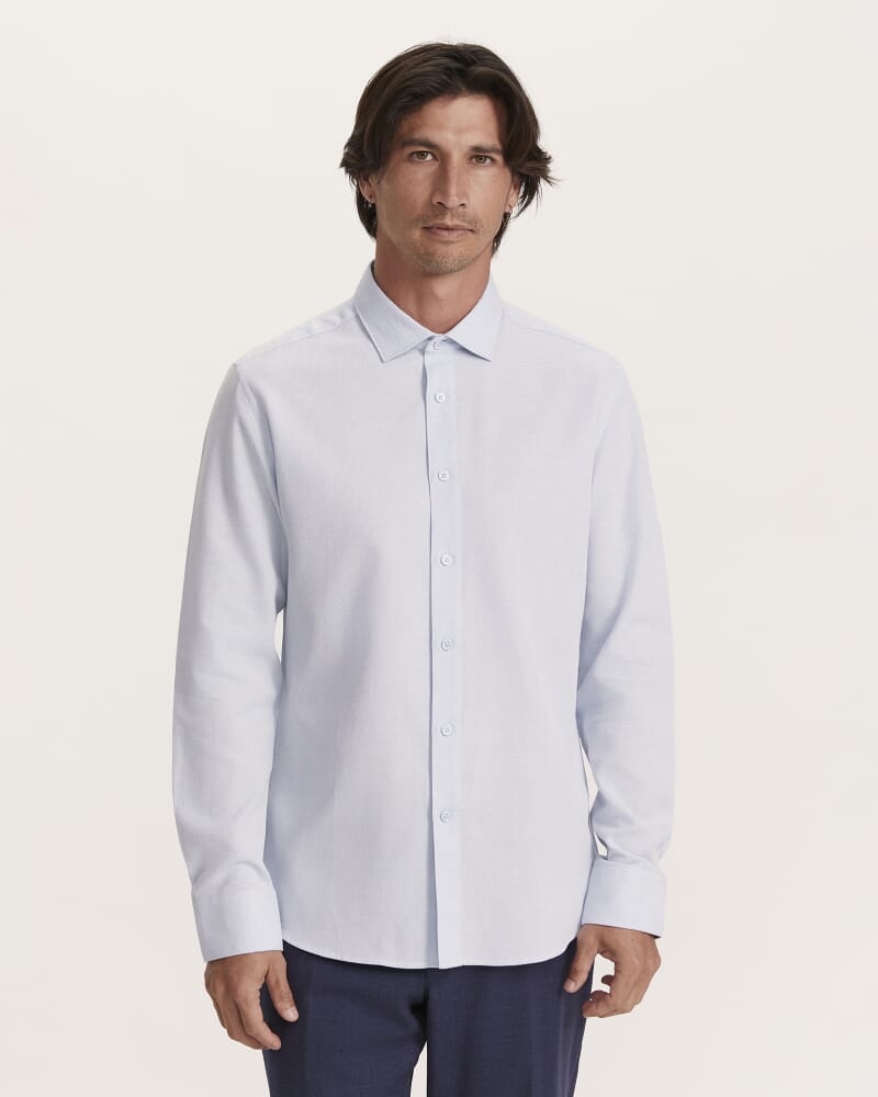 Everett Modern Textured Cotton Shirt in BLUE