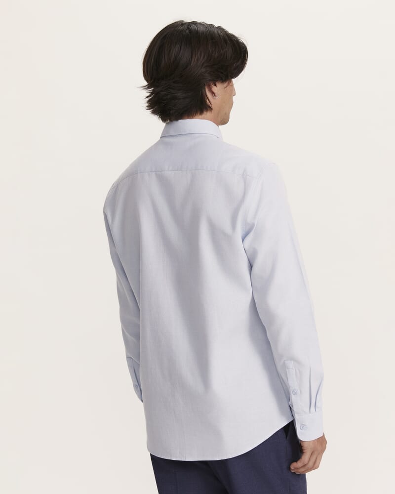 Everett Modern Textured Cotton Shirt in BLUE