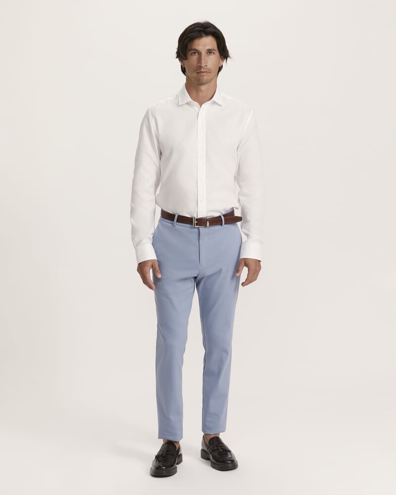 Everett Modern Textured Cotton Shirt in WHITE