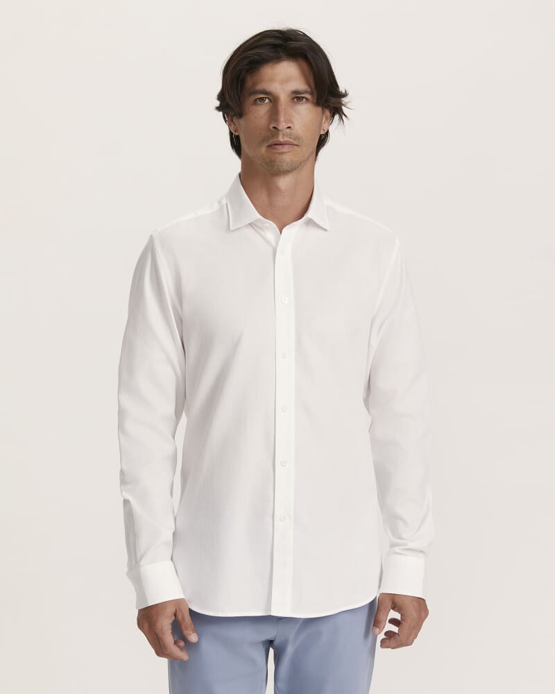 Everett Modern Textured Cotton Shirt in WHITE