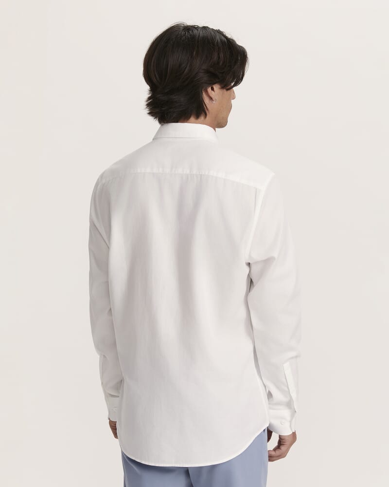 Everett Modern Textured Cotton Shirt in WHITE
