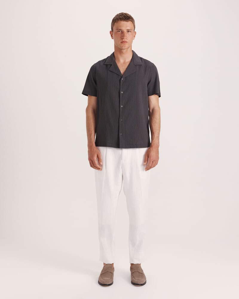 Marco Seersucker Cotton Resort Shirt in OLIVE