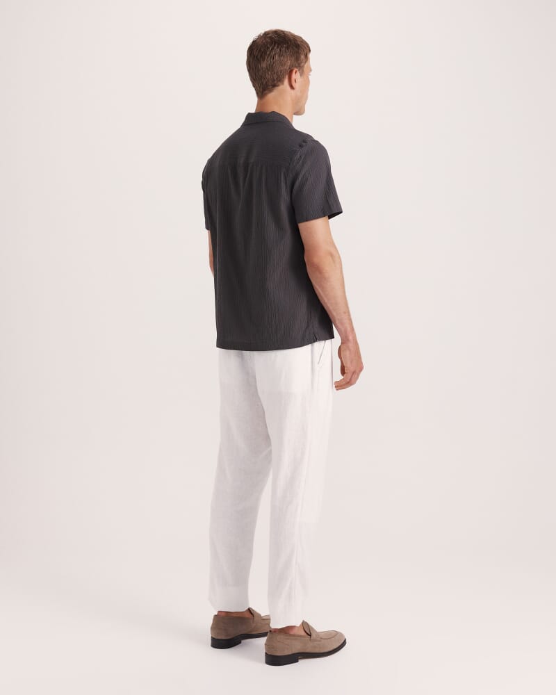 Marco Seersucker Cotton Resort Shirt in OLIVE