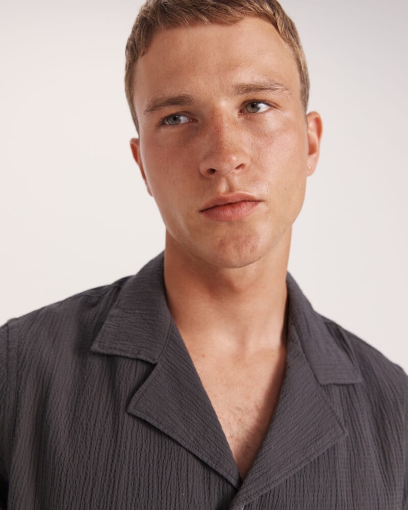 Marco Seersucker Cotton Resort Shirt in OLIVE