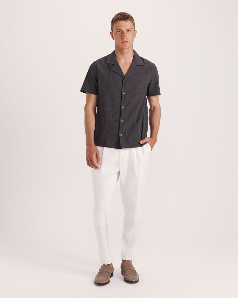 Marco Seersucker Cotton Resort Shirt in OLIVE