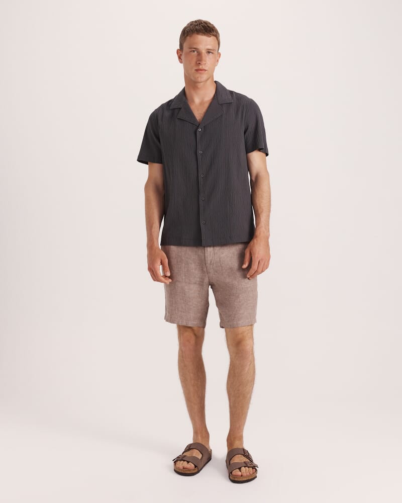 Marco Seersucker Cotton Resort Shirt in OLIVE