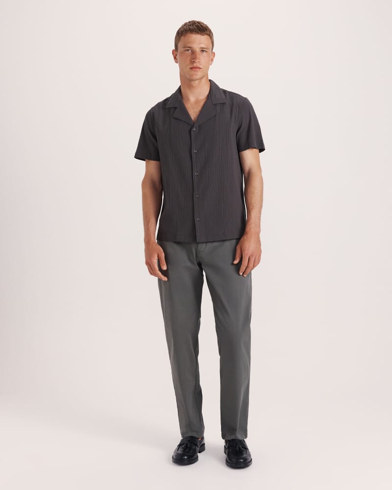 Marco Seersucker Cotton Resort Shirt in OLIVE