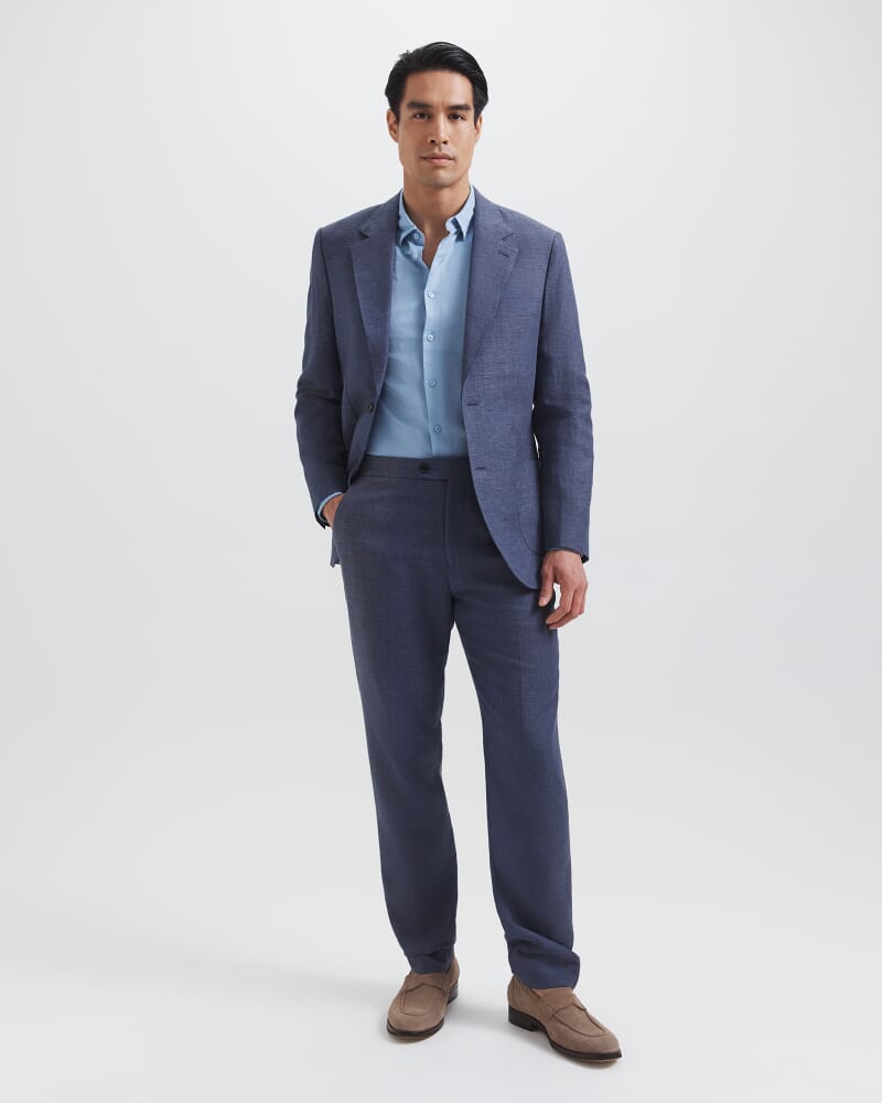 Reeves Long Sleeve Classic Linen Cotton Shirt in GLACIER