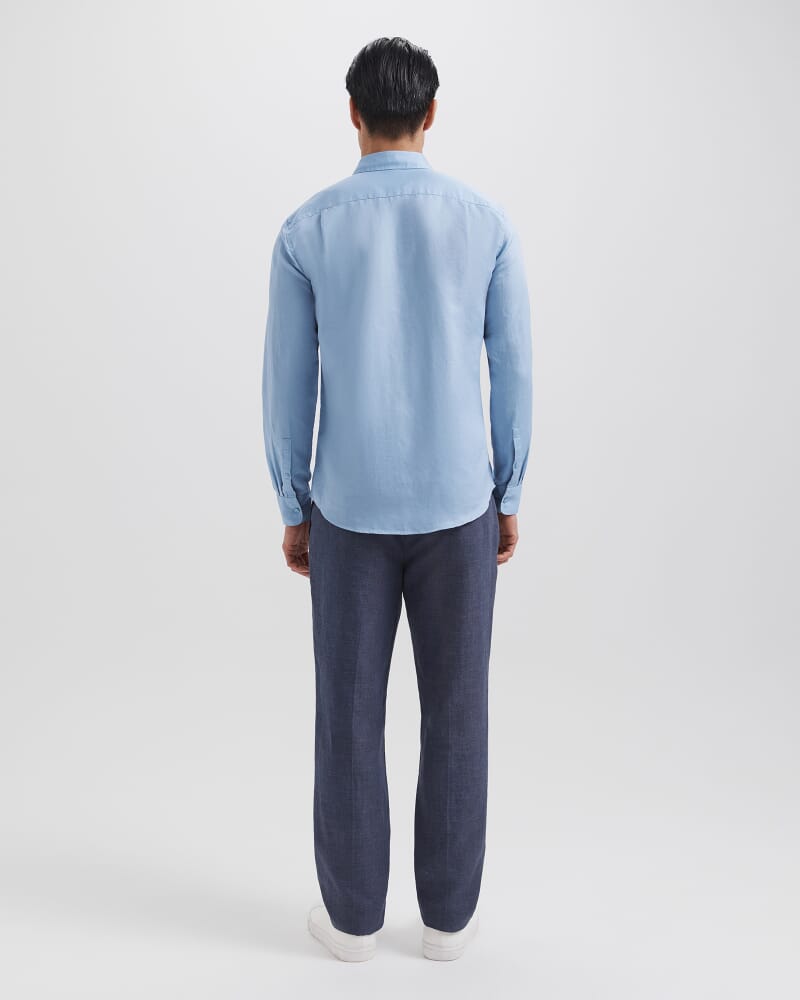 Reeves Long Sleeve Classic Linen Cotton Shirt in GLACIER