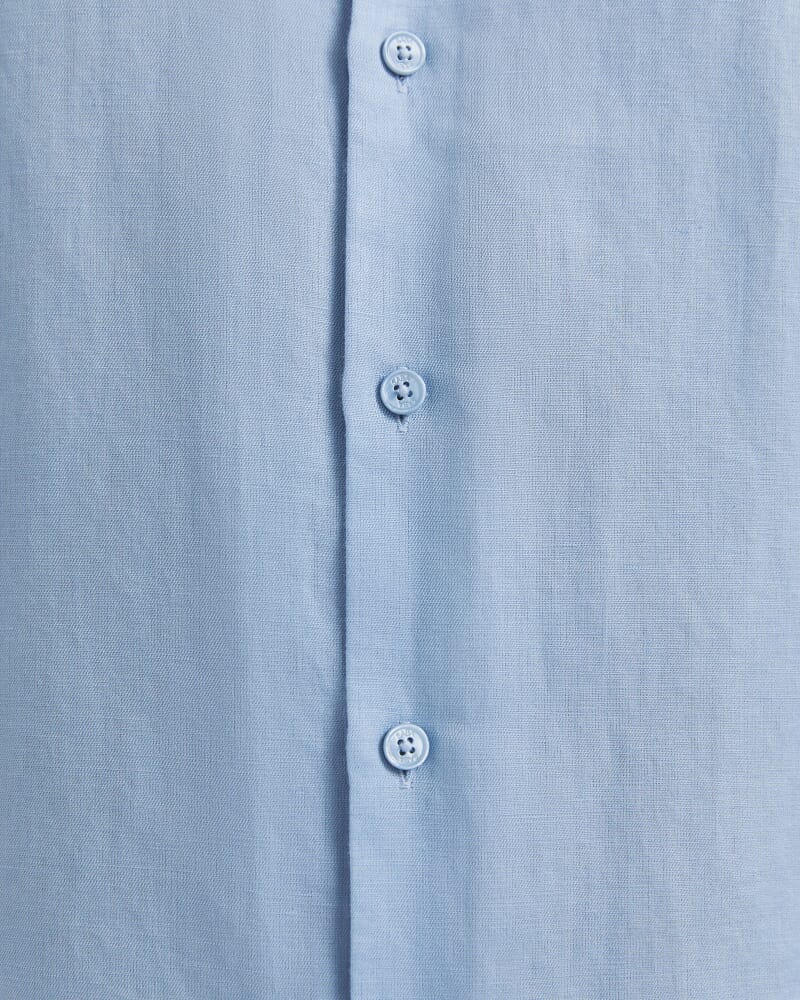 Reeves Long Sleeve Classic Linen Cotton Shirt in GLACIER
