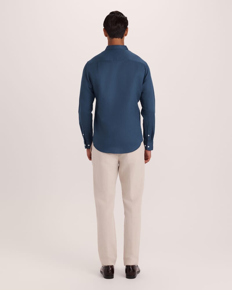 Reeves Long Sleeve Classic Linen Cotton Shirt in INK
