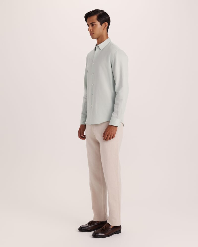 Reeves Long Sleeve Classic Linen Cotton Shirt in MINT
