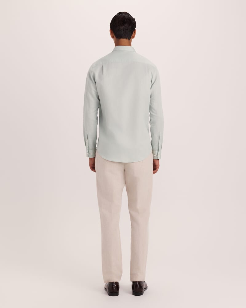 Reeves Long Sleeve Classic Linen Cotton Shirt in MINT