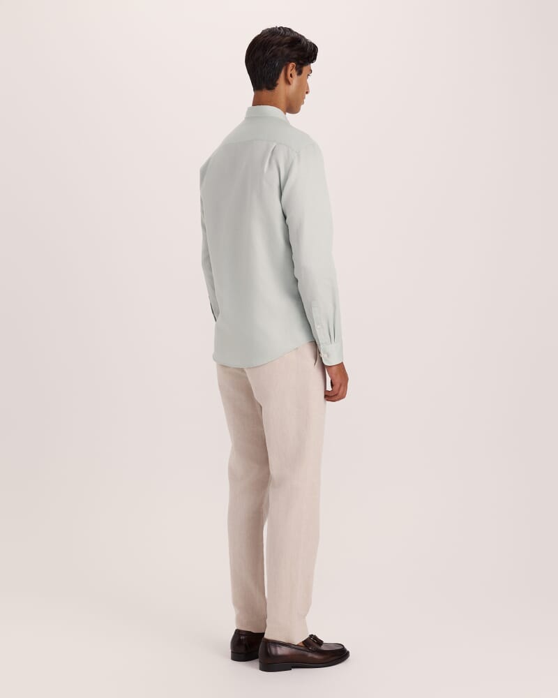 Reeves Long Sleeve Classic Linen Cotton Shirt in MINT
