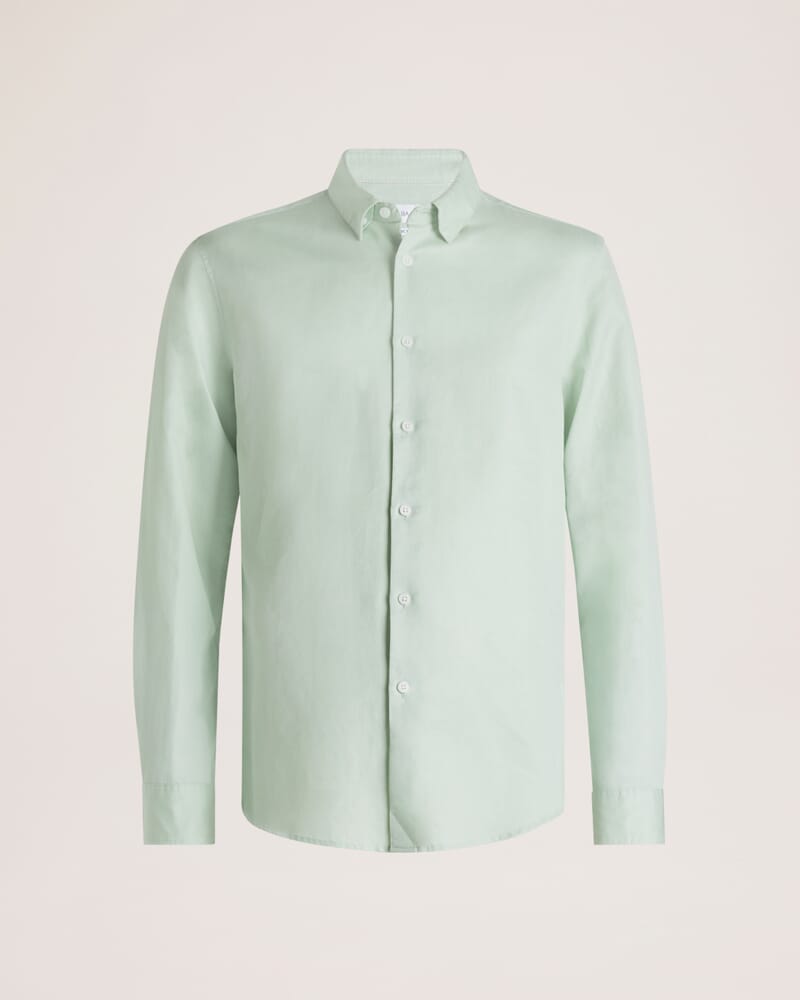 Reeves Long Sleeve Classic Linen Cotton Shirt in MINT
