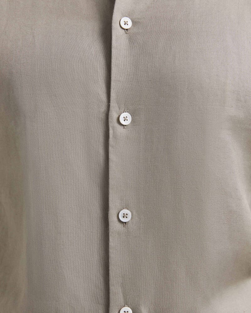 Reeves Long Sleeve Classic Linen Cotton Shirt in MOSS