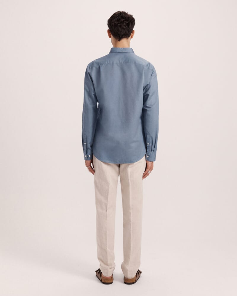 Reeves Long Sleeve Classic Linen Cotton Shirt in SLATE