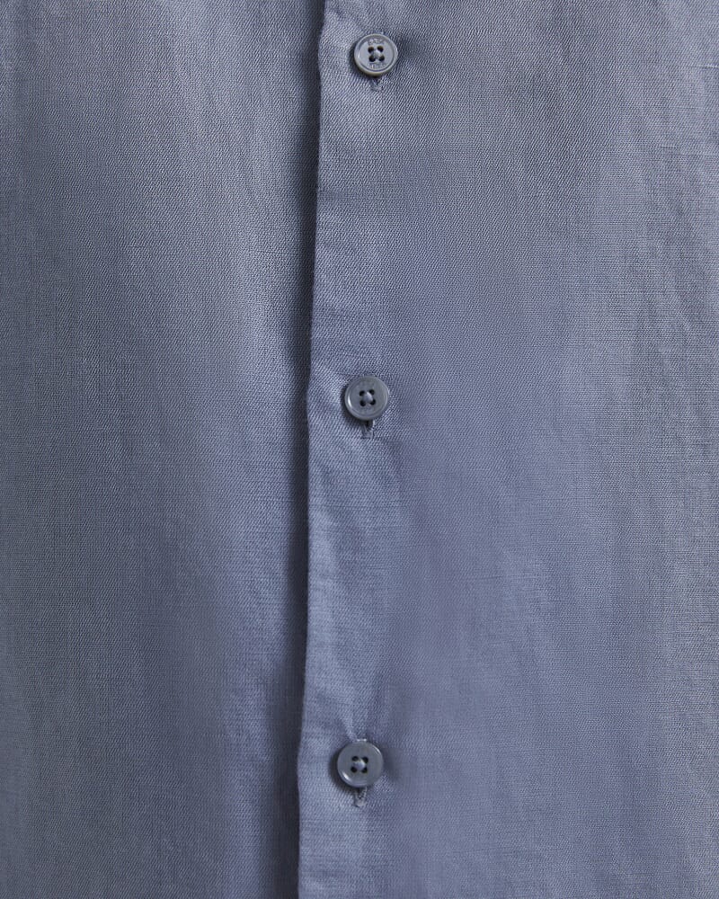 Reeves Long Sleeve Classic Linen Cotton Shirt in SLATE