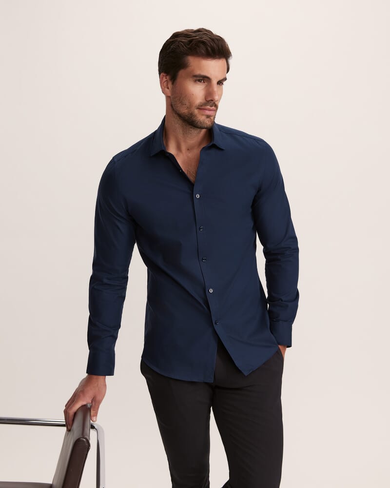 Harry Egyptian Cotton Shirt in NAVY