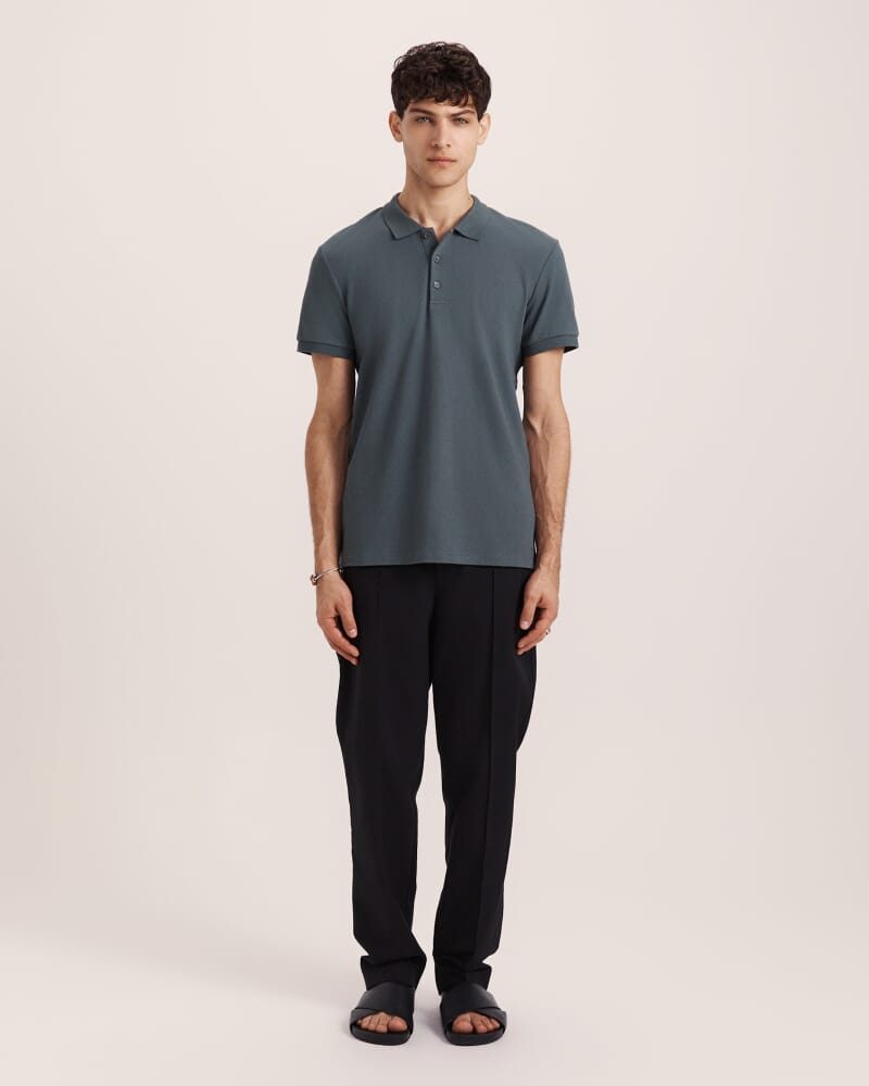 Kane Cotton Blend Waffle Polo in GREEN